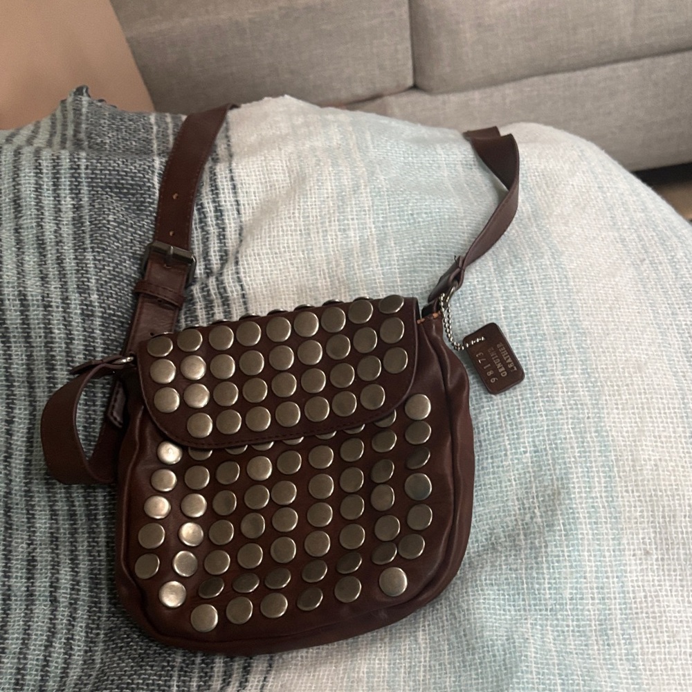 Brown Studded Mini Bag